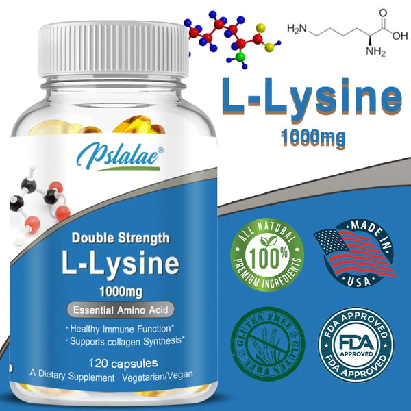 L-Lysine 1000mg: Amino Acid for Immune Function, 120 Veggie Caps