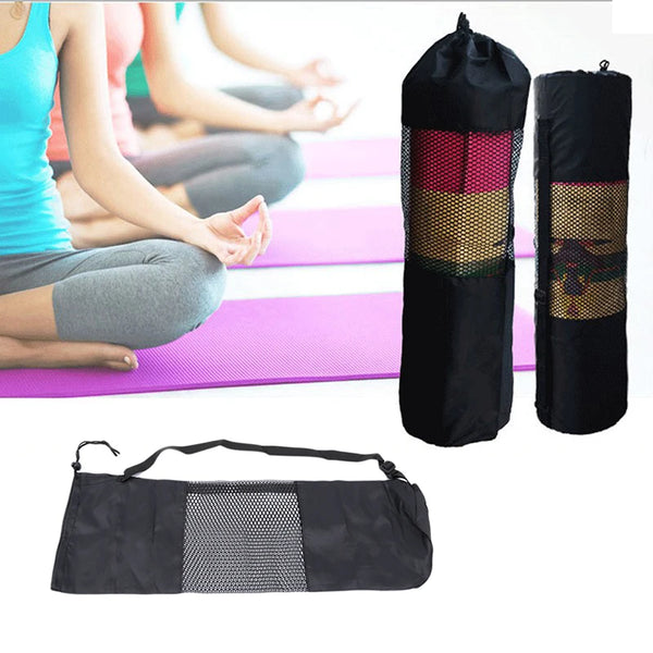 Black Yoga Backpack: Waterproof Mat Carrier with Adjustable Strap