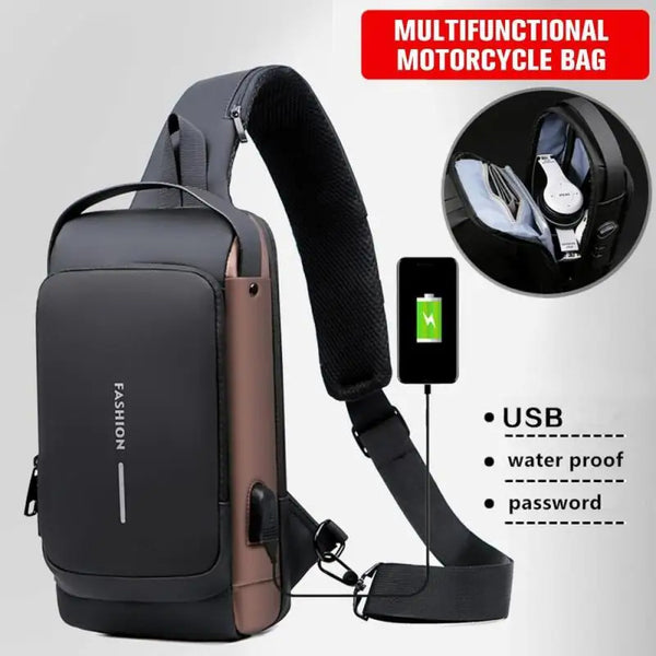 Newest Men's Anti-Theft Chest Bag: USB Charging Crossbody Pack