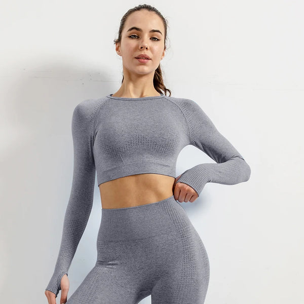 Seamless Yoga Activewear: Women's Long Sleeve Workout Tops