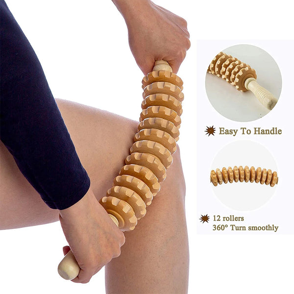 Bendable Wooden Massage Roller: Manual Muscle Release & Cellulite Treatment