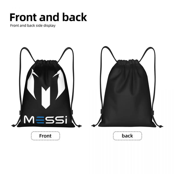 White Messi 10 Drawstring Backpack: Portable Sport Training Bag