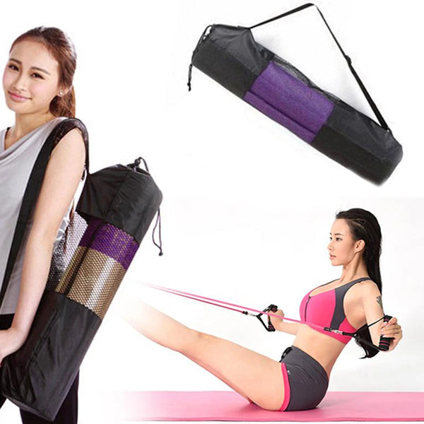 Black Yoga Backpack: Waterproof Mat Carrier with Adjustable Strap